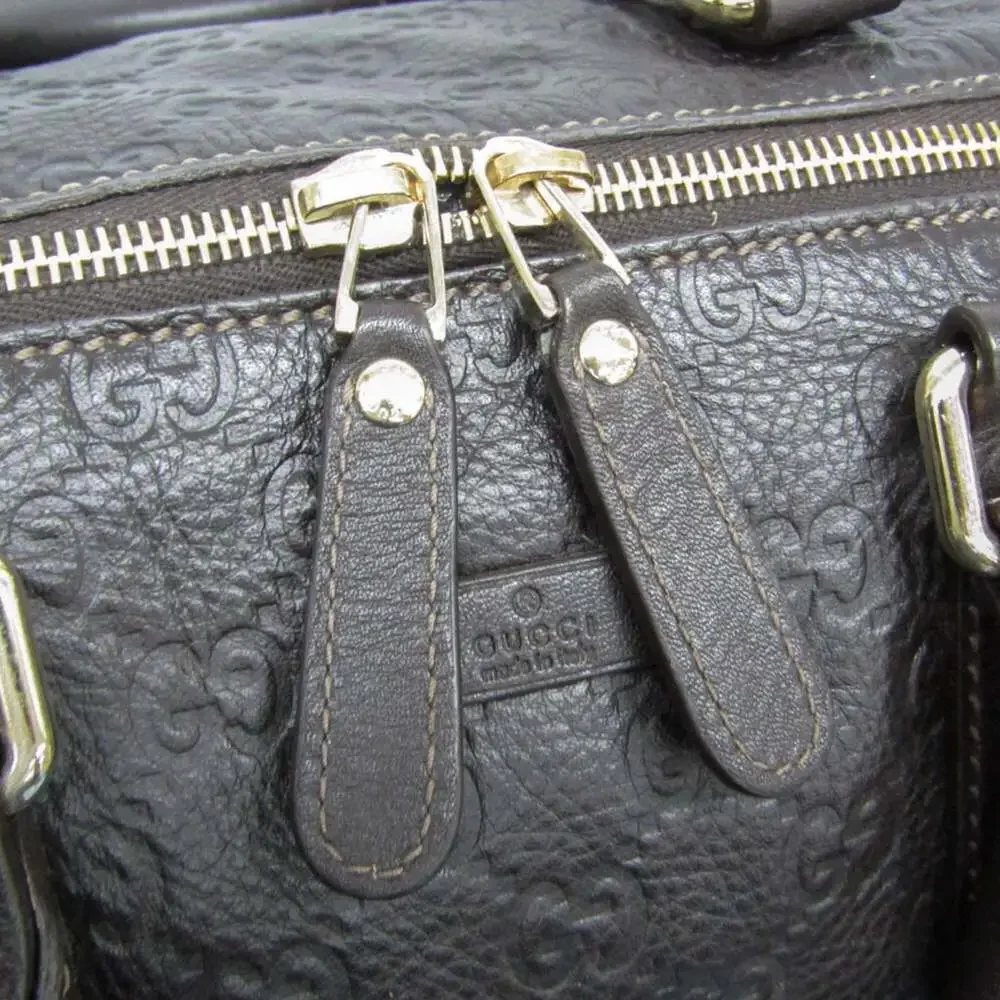 GUCCI Brown Leather Boston Bag